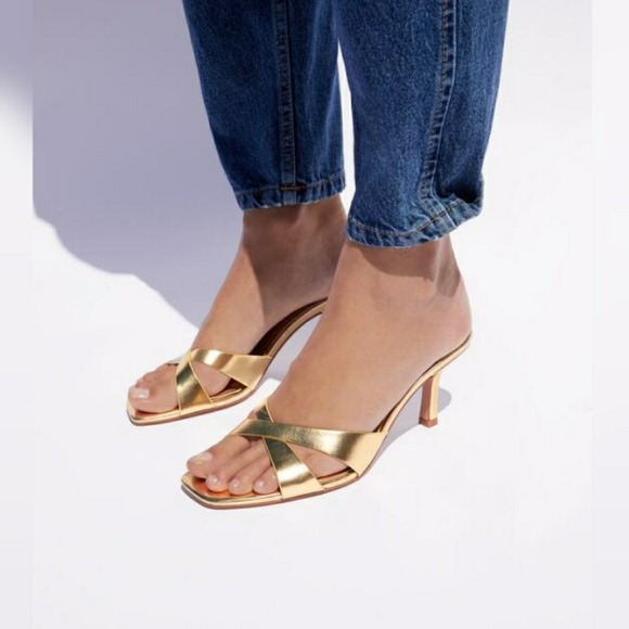 zara gold mules
